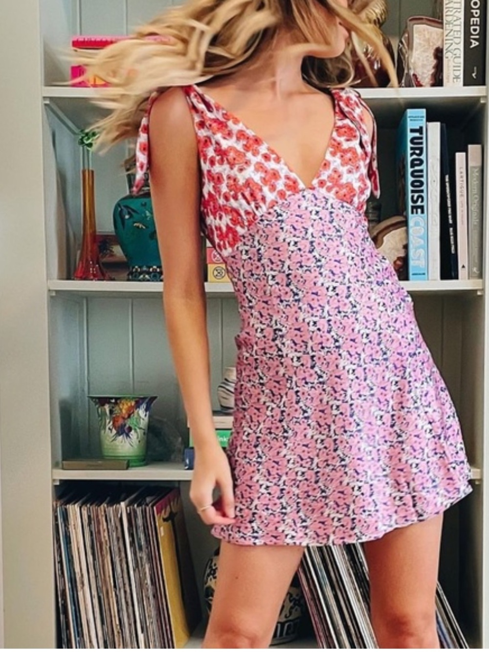 NWT VRG GRL Postcards From Venice Bias Cut Floral Print Mini Dress